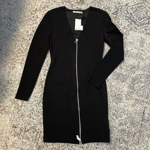 NWT Alexander Wang long sleeve black dress with front zipper